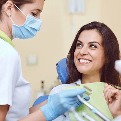 a patient undergoing the dental crown process