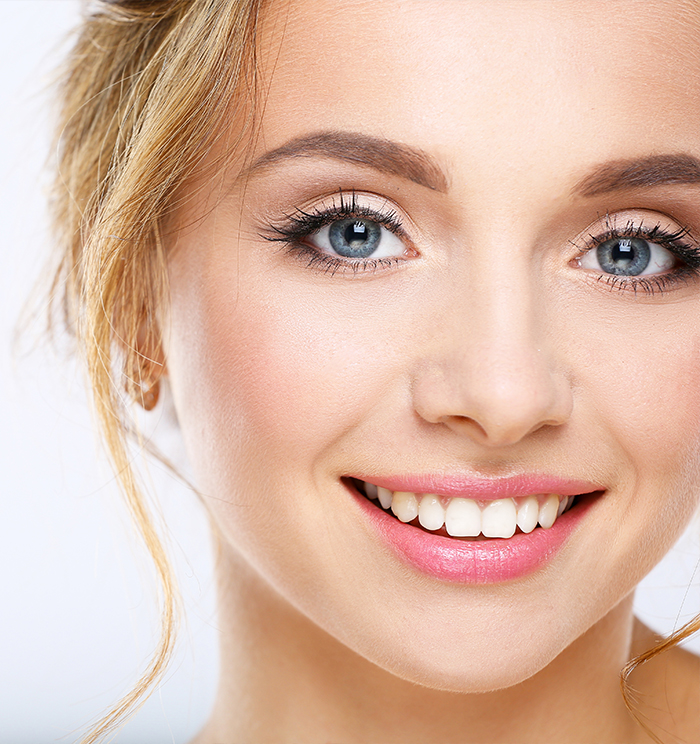 Close up of blonde woman smiling