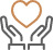 Animated icon of two hands holding a heart